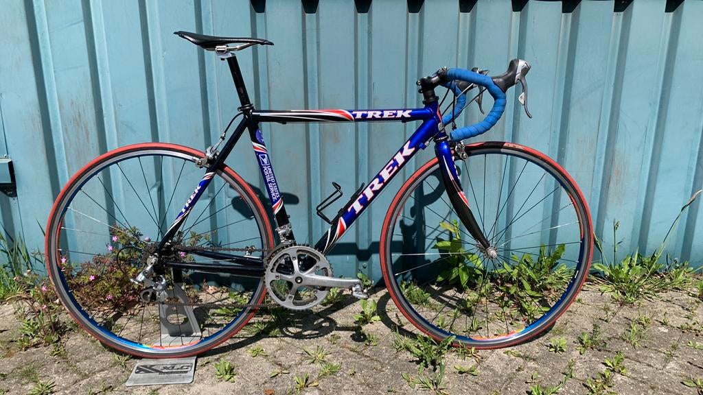 Trek US Postal racefiets met carbon vork 54cm, 28 inch, Gebruikt, Velgrem, Aluminium