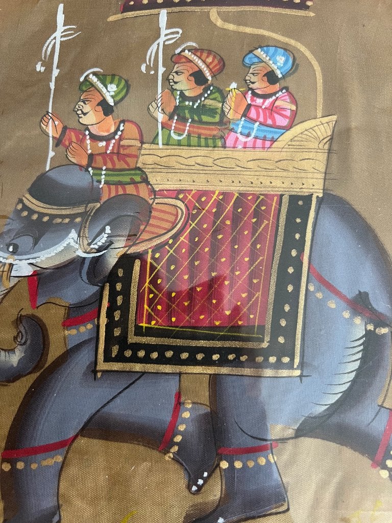 India handbeschilderd doek schilderij Indiase handwerk, Nieuw, Ophalen of Verzenden, https://verburgtvintage.nl/#contact, Schipluidenlaan 20 5035KJ Tilburg