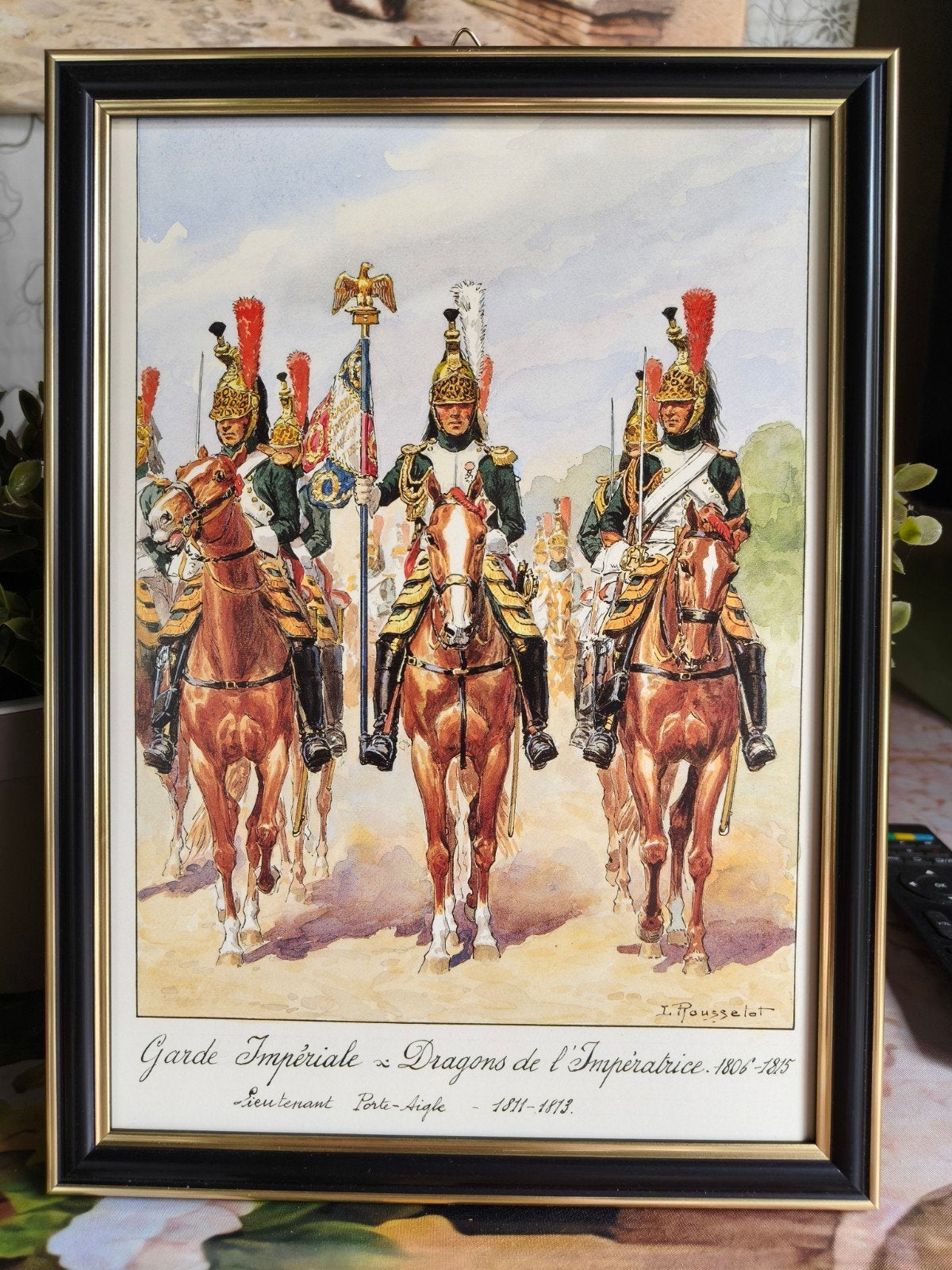 Ingelijste Print: Garde Impériale - Dragons de l'Impératrice, Ophalen of Verzenden, Print, Print/reproductie, Gesigneerd