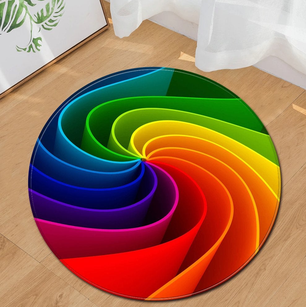 Rond Rood Roze Groen Blauw Geel Vloerkleed / Tapijt Vloermat, Verzenden, Nieuw, Rond