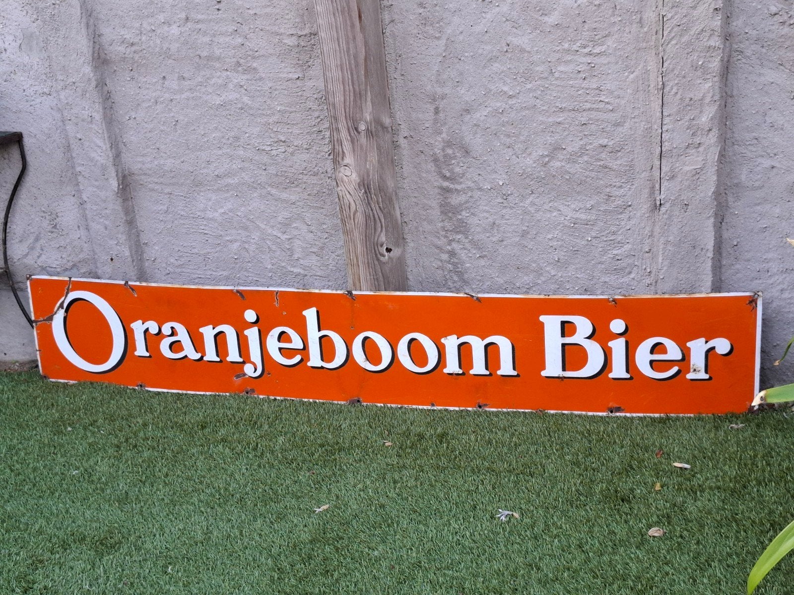 Emaille reclamebord Oranjeboom Bier - Horeca Brouwerij Café, Ophalen, Gebruikt, Reclamebord
