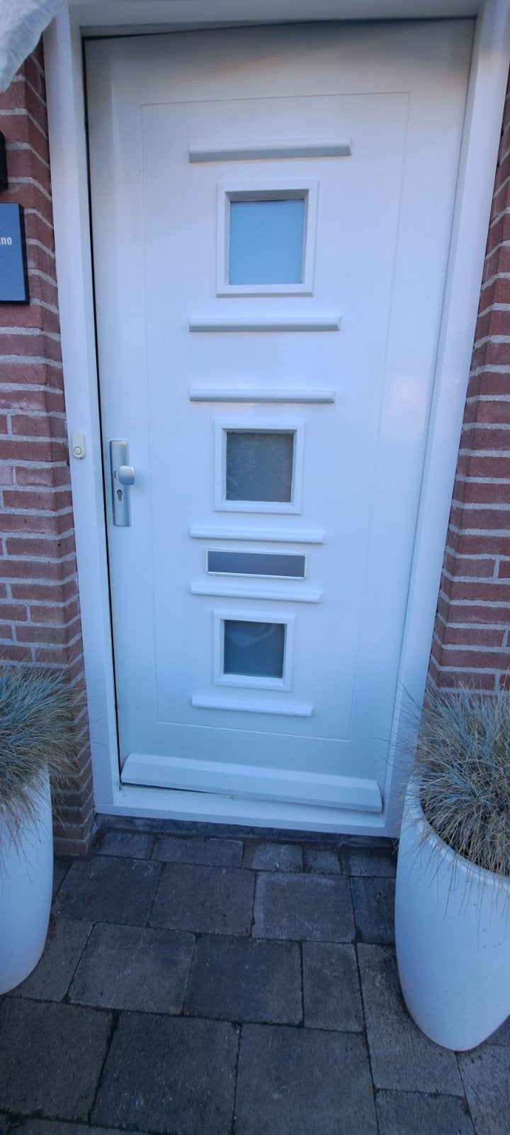 Witte buitendeur met glas en brievenbusopening, Ophalen, 80 tot 100 cm, 200 tot 215 cm, Glas