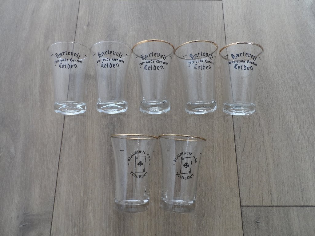 Glazen borrelglazen, 9 stuks, Ophalen, Overige typen