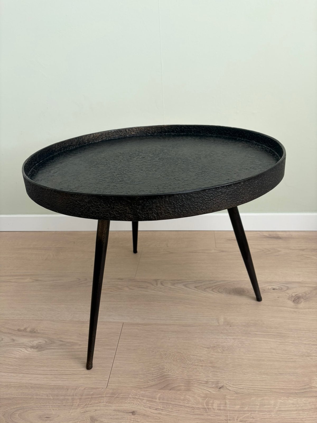 Salontafel bijzettafel rond zwart, Huis en Inrichting, Minder dan 55 cm, Gebruikt, Rond, Ophalen
