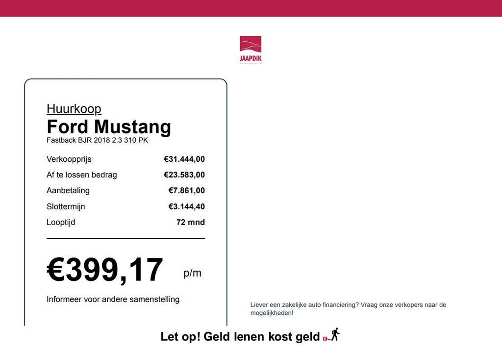 Ford Mustang Fastback BJR 2018 | 310 PK RTR RECARO INTERIEUR, Achterwielaandrijving, Gebruikt, 4 cilinders, 4 stoelen