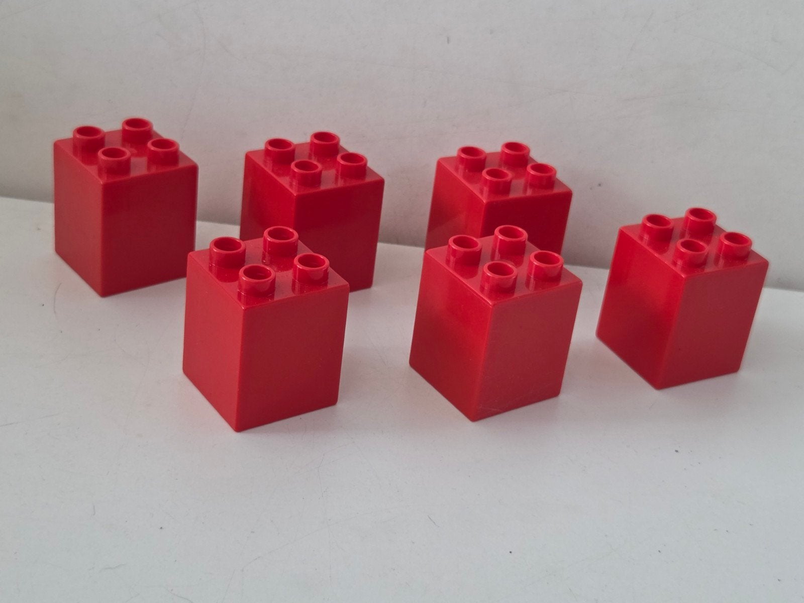 Lego Duplo 6 rode hoge bouwsteentjes, Ophalen of Verzenden, Zo goed als nieuw, Losse stenen, Duplo