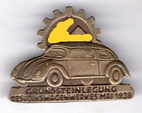 Grundsteinlegung des Volswagenwerkes MAI 1938 broche( D_201), Ophalen of Verzenden, Nieuw, Transport, Speldje of Pin