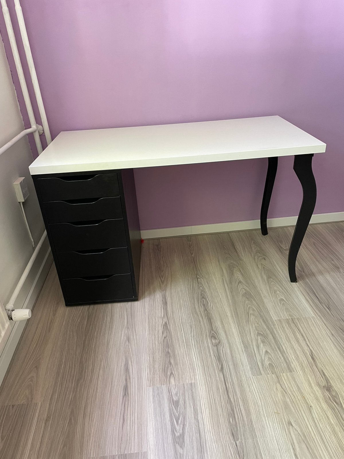 Ikea klein bureau zwart wit met Alex ladeblok 120x60cm desk, Gebruikt, 120 cm, Ophalen of Verzenden, IKEA