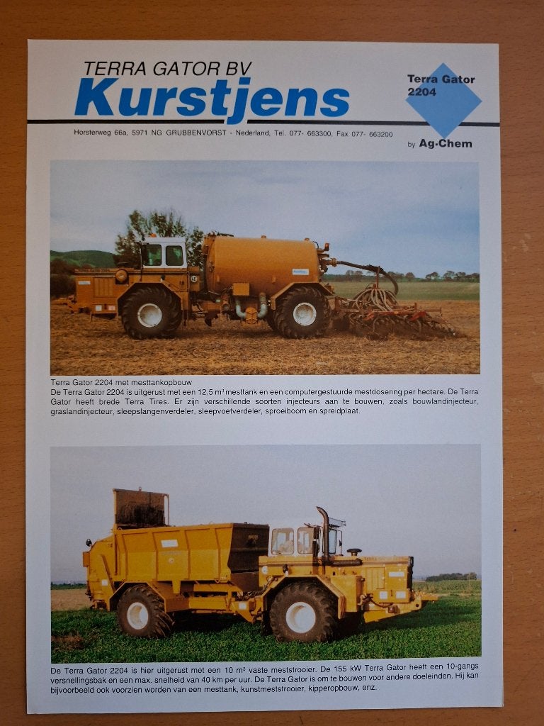 Folder Kurstjens Terra Gator B.V., Ophalen of Verzenden, Gelezen, Tractor en Landbouw