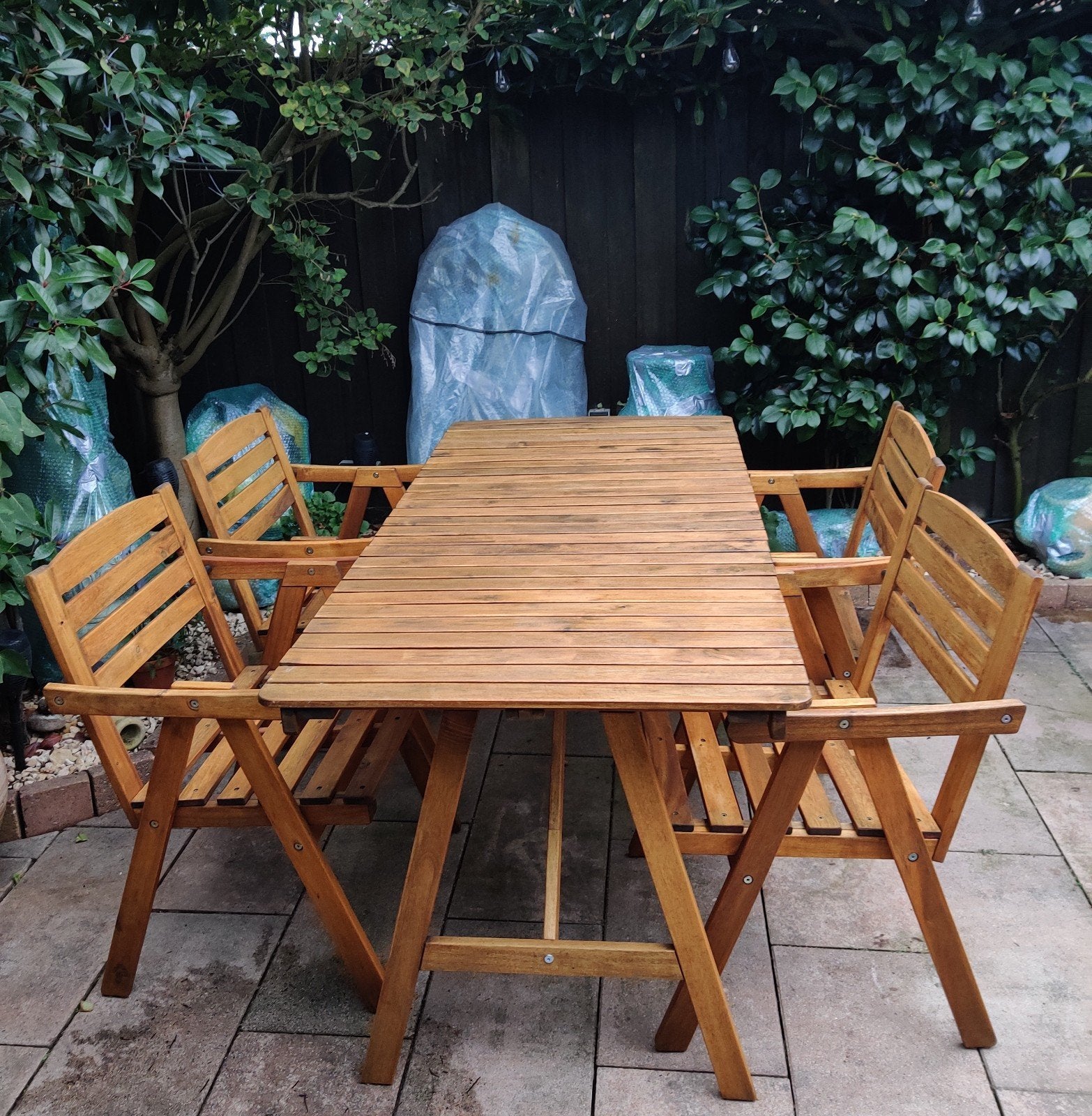 tuinset hardhout, Ophalen, 4 zitplaatsen, Gebruikt, Tuinset