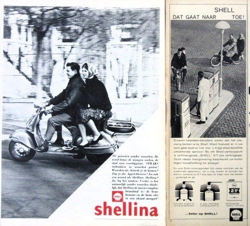 5 vintage advertenties reclames Shell 1962-1964, Verzamelen, Merken en Reclamevoorwerpen, Ophalen of Verzenden, Gebruikt, Overige typen