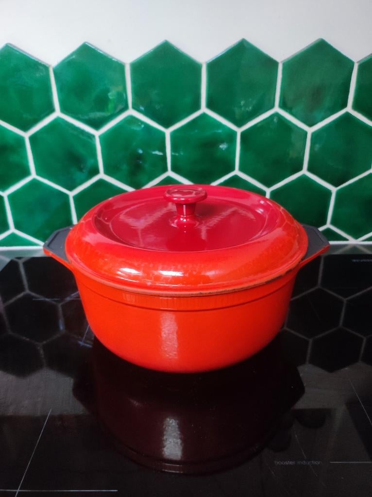 Vintage Fontignac / Staub gietijzeren pan, Ophalen of Verzenden, Gebruikt, Gietijzer, Koekenpan of Braadpan