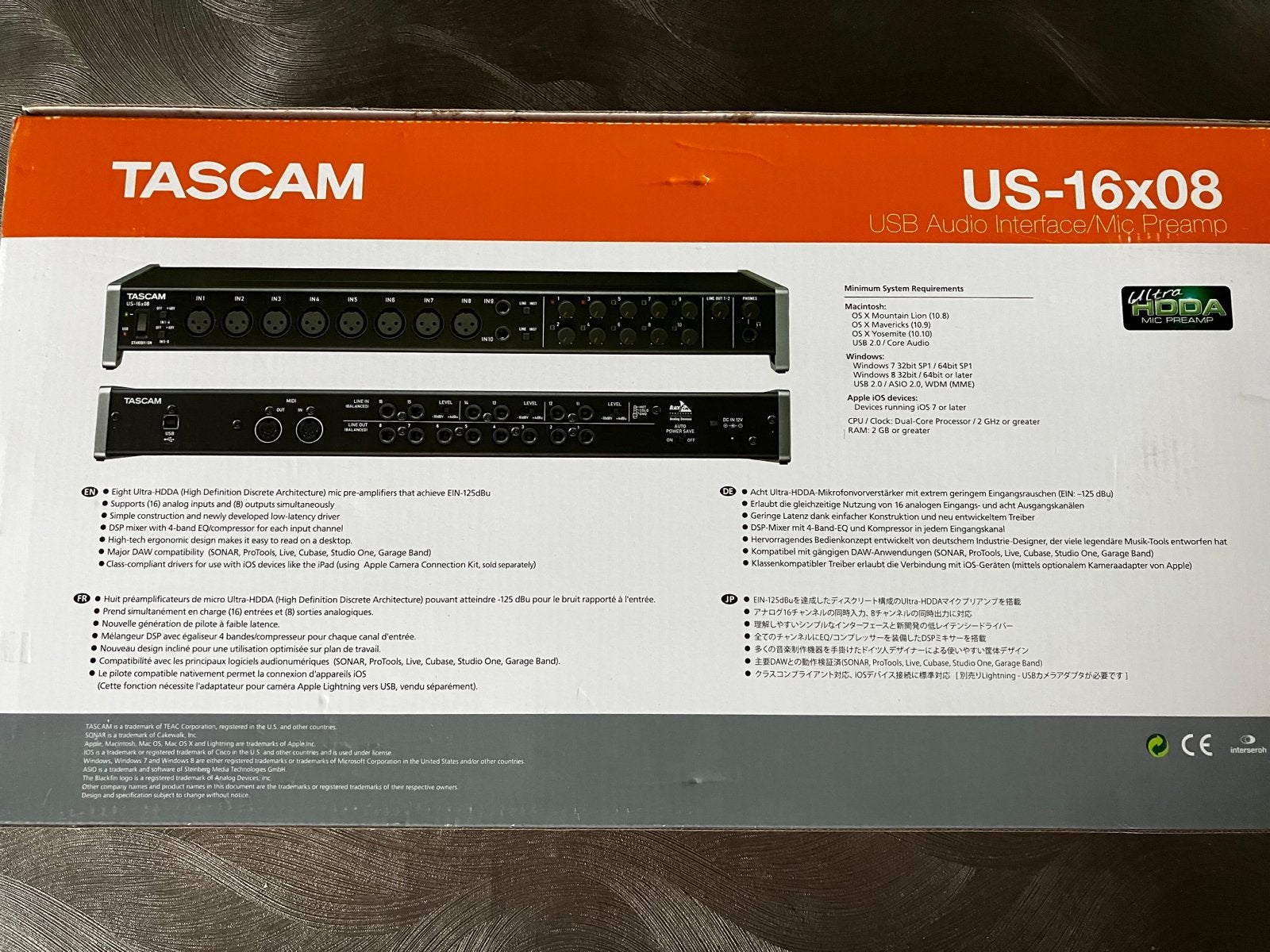 Tascam US-16x08 USB Audio Interface/Mic Preamp, Ophalen, Zo goed als nieuw, 20 kanalen of meer, Microfooningang