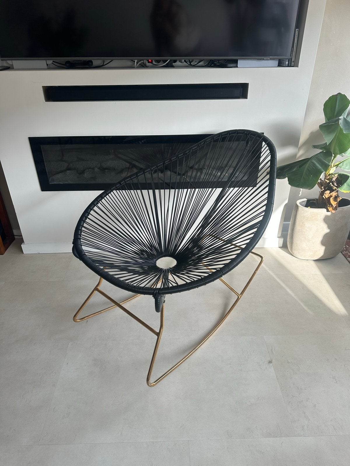 Westwing Acapulco schommelstoel zwart/goud, Ophalen, Zwart, Zo goed als nieuw, Metaal