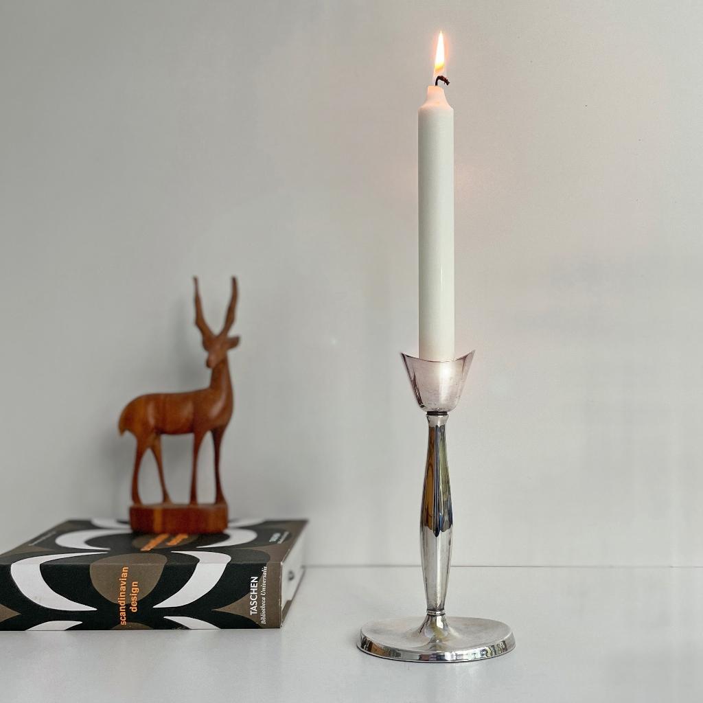 vintage Cohr Denmark KANDELAAR zilver Mid Century Modern, Gebruikt, Ophalen of Verzenden, Zilver, Kandelaar