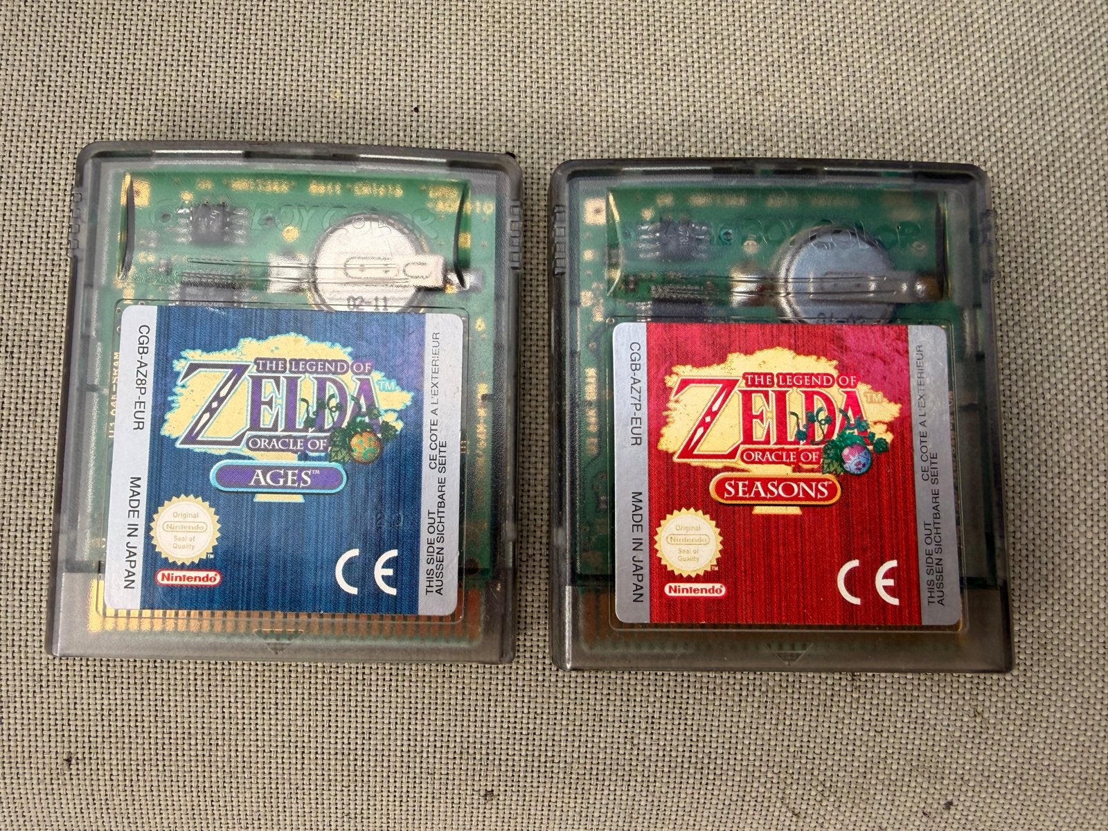 Zelda Oracle of Ages & Seasons Gameboy Color spellen, Gebruikt, 1 speler, Ophalen of Verzenden, Role Playing Game (Rpg)