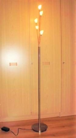Sfeerlamp Jan des Bouvrie messing 5 lampjes 12V dimmer 160cm, Ophalen, Overige fittingen, Zo goed als nieuw, Glas