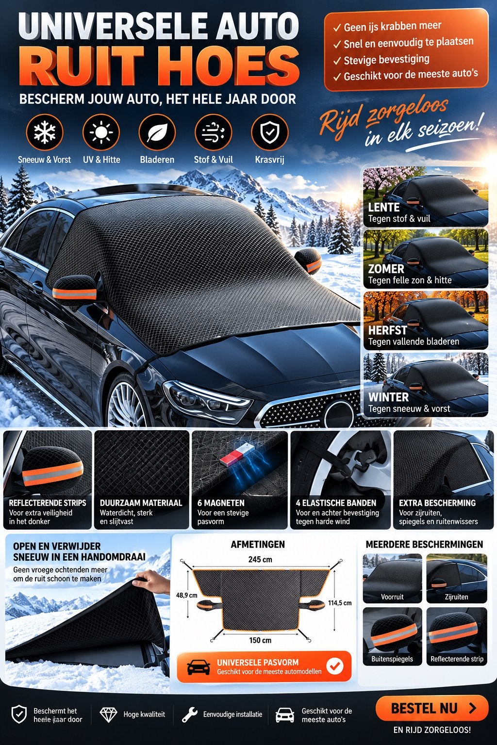Autoruit beschermhoes - All-season bescherming, Ophalen of Verzenden, Nieuw