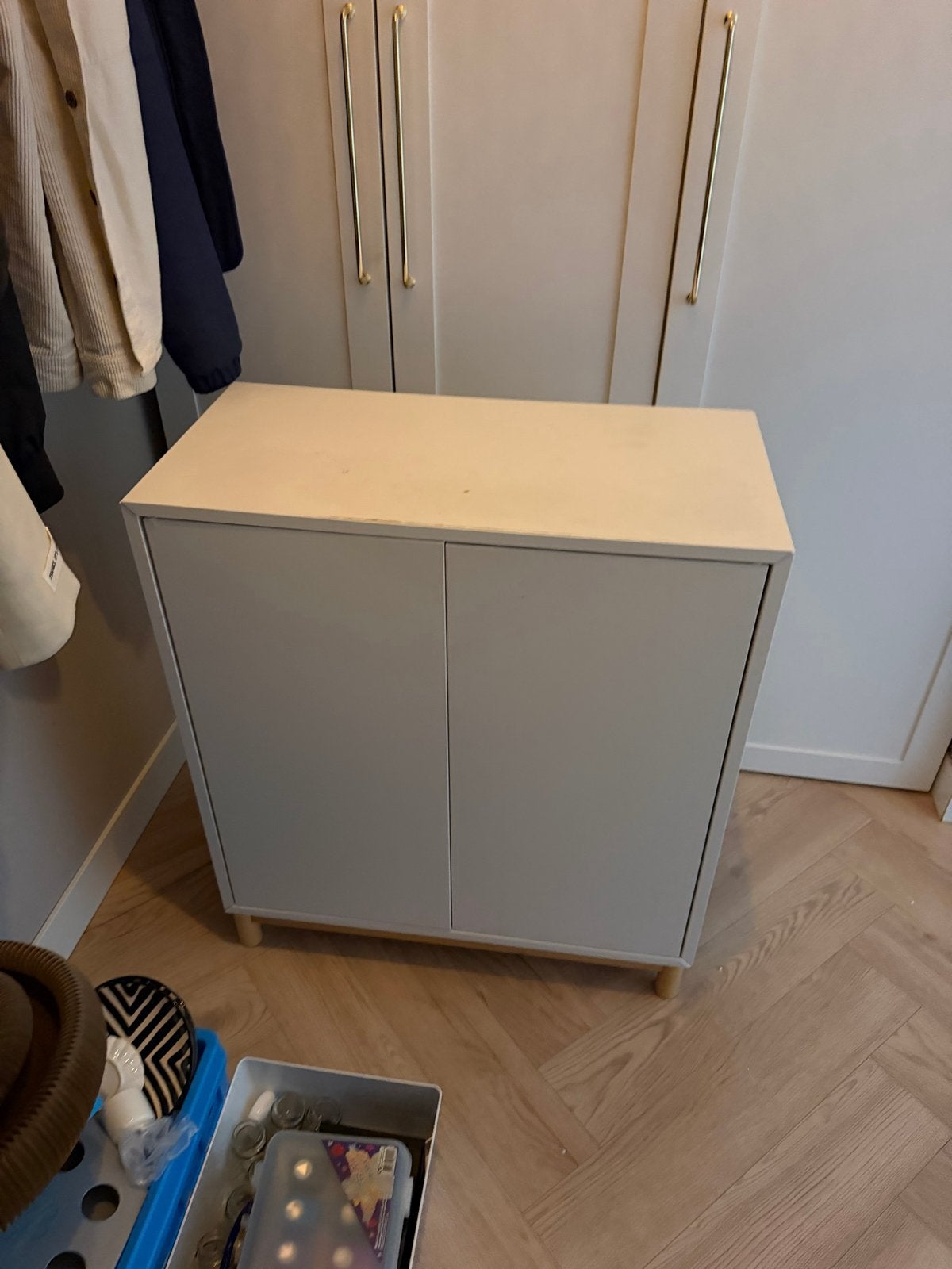 Ikea EKET kastje met poten, wit/hout, Huis en Inrichting, Kasten | Overige, Ophalen, Gebruikt
