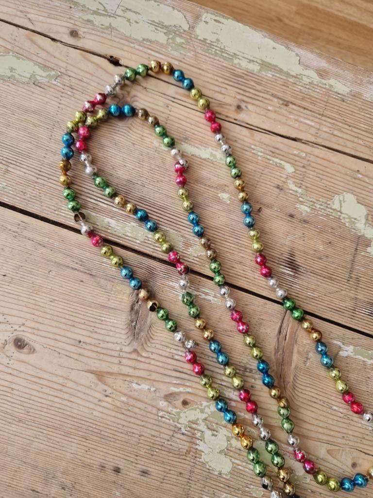 Antieke kerst glaskralen ketting 137 cm, Ophalen of Verzenden