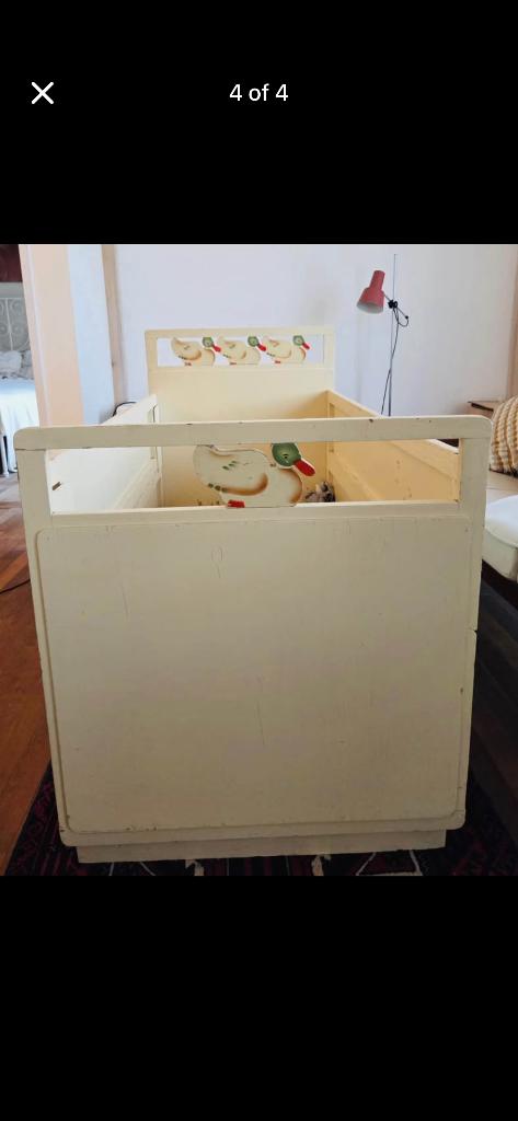 Vintage ledikantje, Kinderen en Baby's, Kinderkamer | Bedden, Ophalen, Gebruikt, Minder dan 140 cm, Minder dan 70 cm