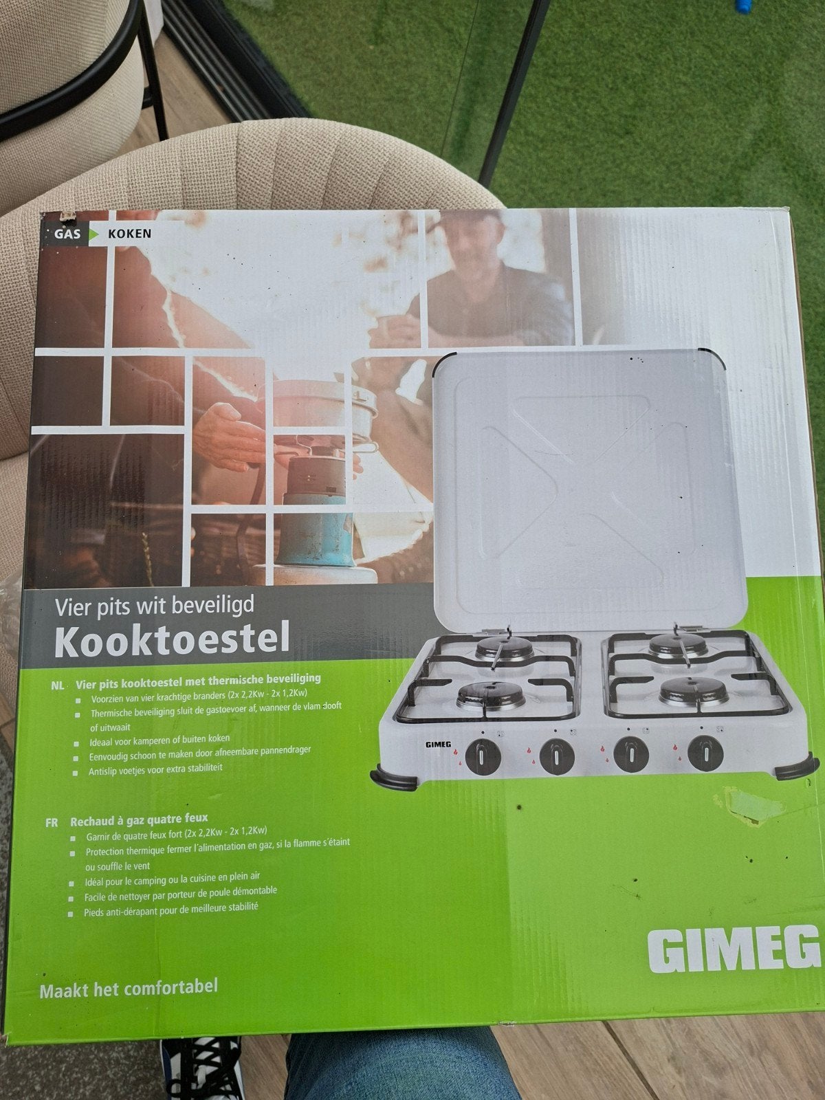 Gimeg 4-pits wit kooktoestel met thermische beveiliging, Caravans en Kamperen, Kampeeraccessoires, Ophalen, Gebruikt