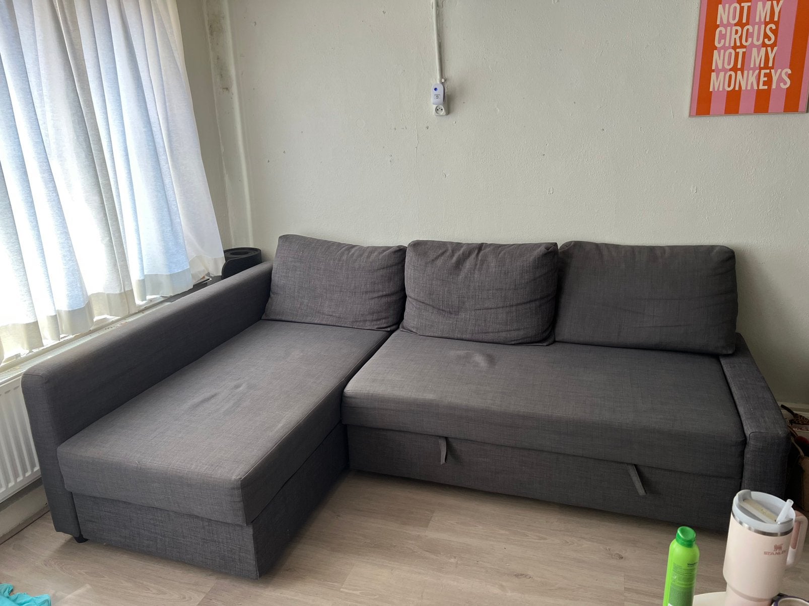Slaapbbank ikea, Huis en Inrichting, Slaapkamer | Slaapbanken, Ophalen, Gebruikt, Tweepersoons, Grijs