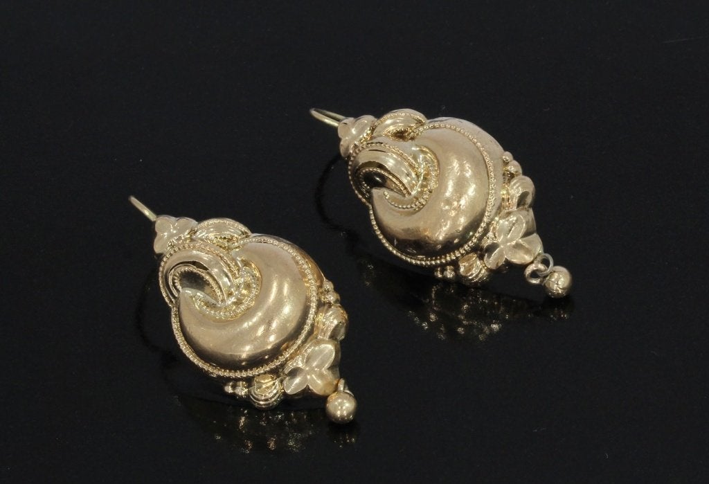SALE Biedermeier 14k gouden antiek set oorbellen dames, Verzenden, Goud, Oorbellen, Met edelsteen