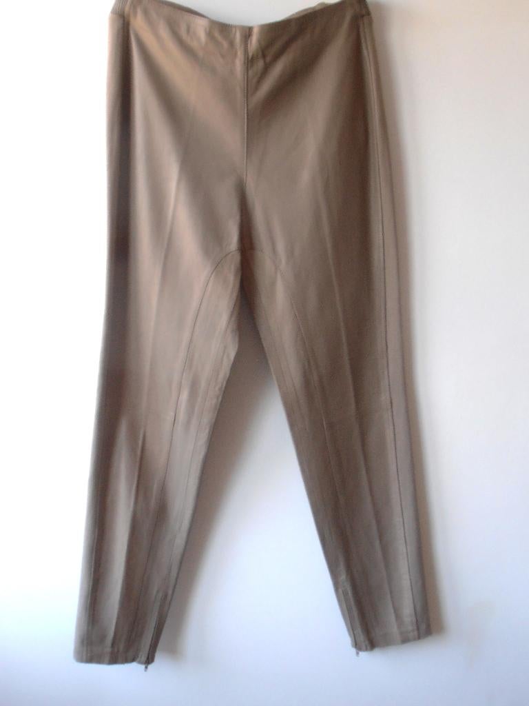 Elegance - prachtige beige leren broek - 38, Maat 38/40 (M), Verzenden, Elegance, Beige