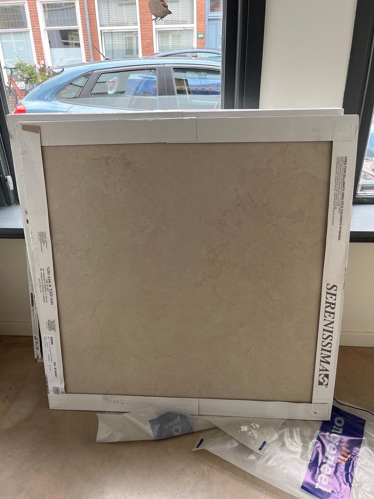 3 nieuwe tegels 120x120 cm in verpakking, Ophalen, 60 cm of meer, Keramiek, Nieuw