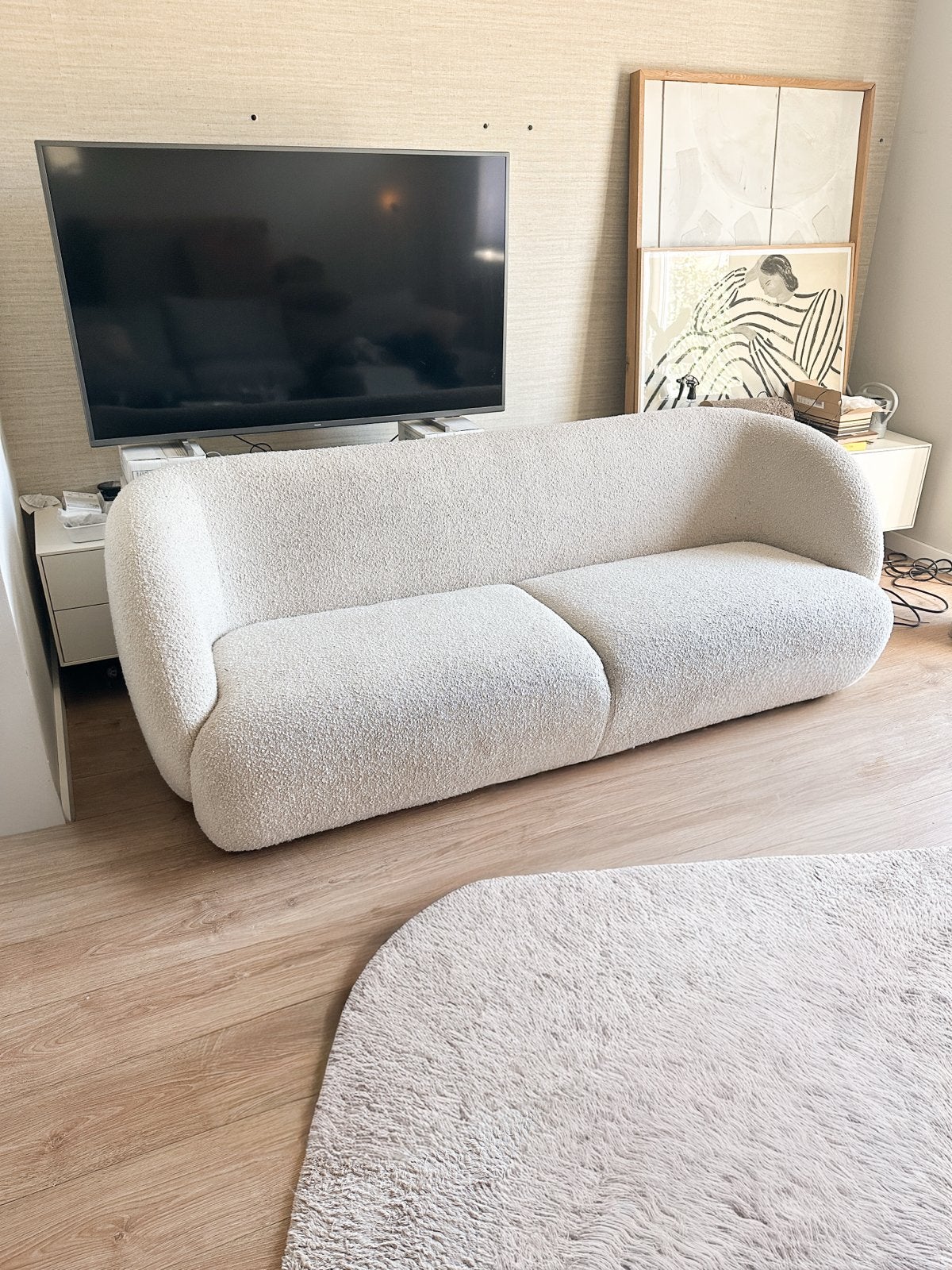 Sofacompany Paula 3-zitsbank - Witte Bouclé (Maya Cream), Huis en Inrichting, Ophalen, Gebruikt, Driepersoons, 75 tot 100 cm