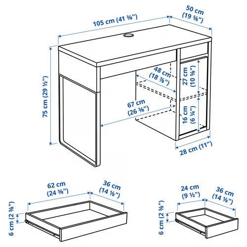 Ikea bureau Micke, Ophalen, Zwart, 105 cm, Gebruikt