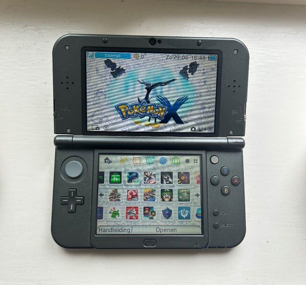 Nintendo New 3DS XL Zwart IPS scherm, Spelcomputers en Games, Spelcomputers | Nintendo 2DS en 3DS, Zo goed als nieuw, 3DS XL, Zwart
