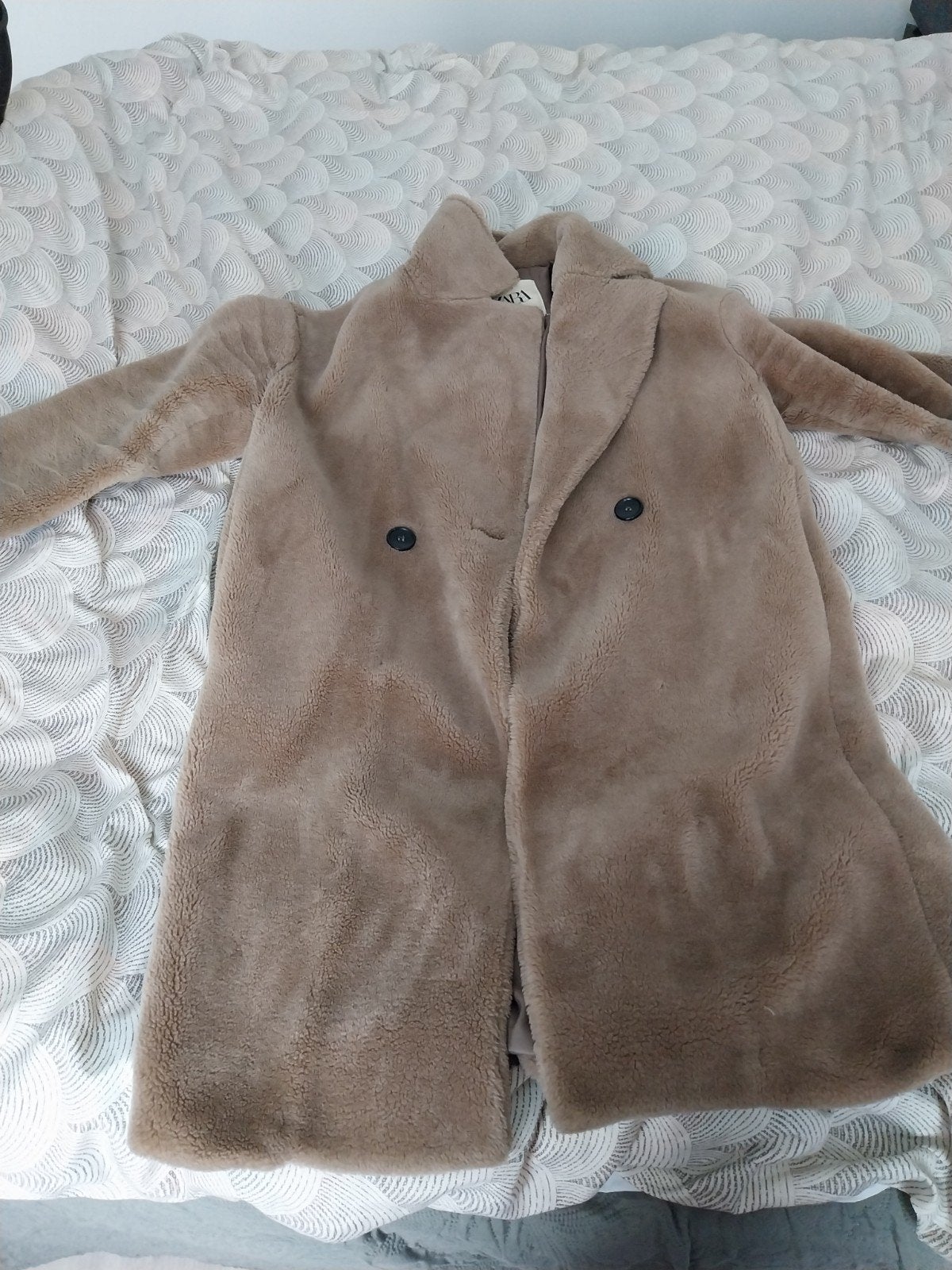 Zara teddy jas - Beige (met kleine beschadiging), Verzenden, Maat 36 (S), Gedragen, Zara