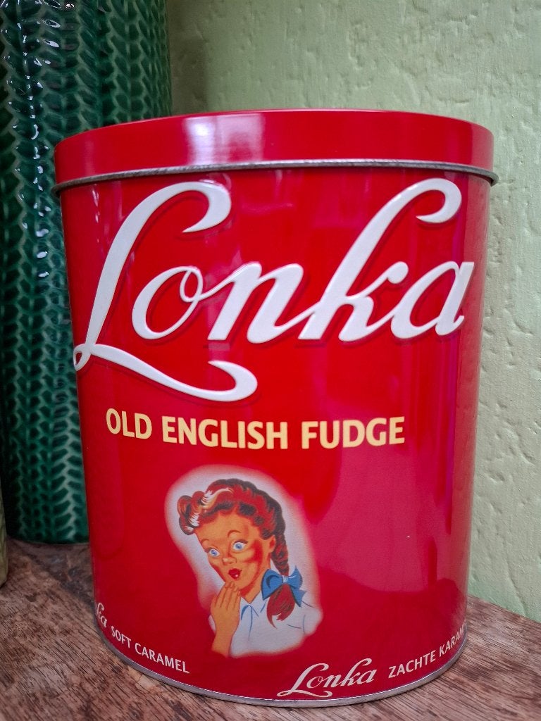 Oude blikken doos Lonka Old English Fudge, Verzamelen, Ophalen of Verzenden, Zo goed als nieuw, Overige, Overige merken
