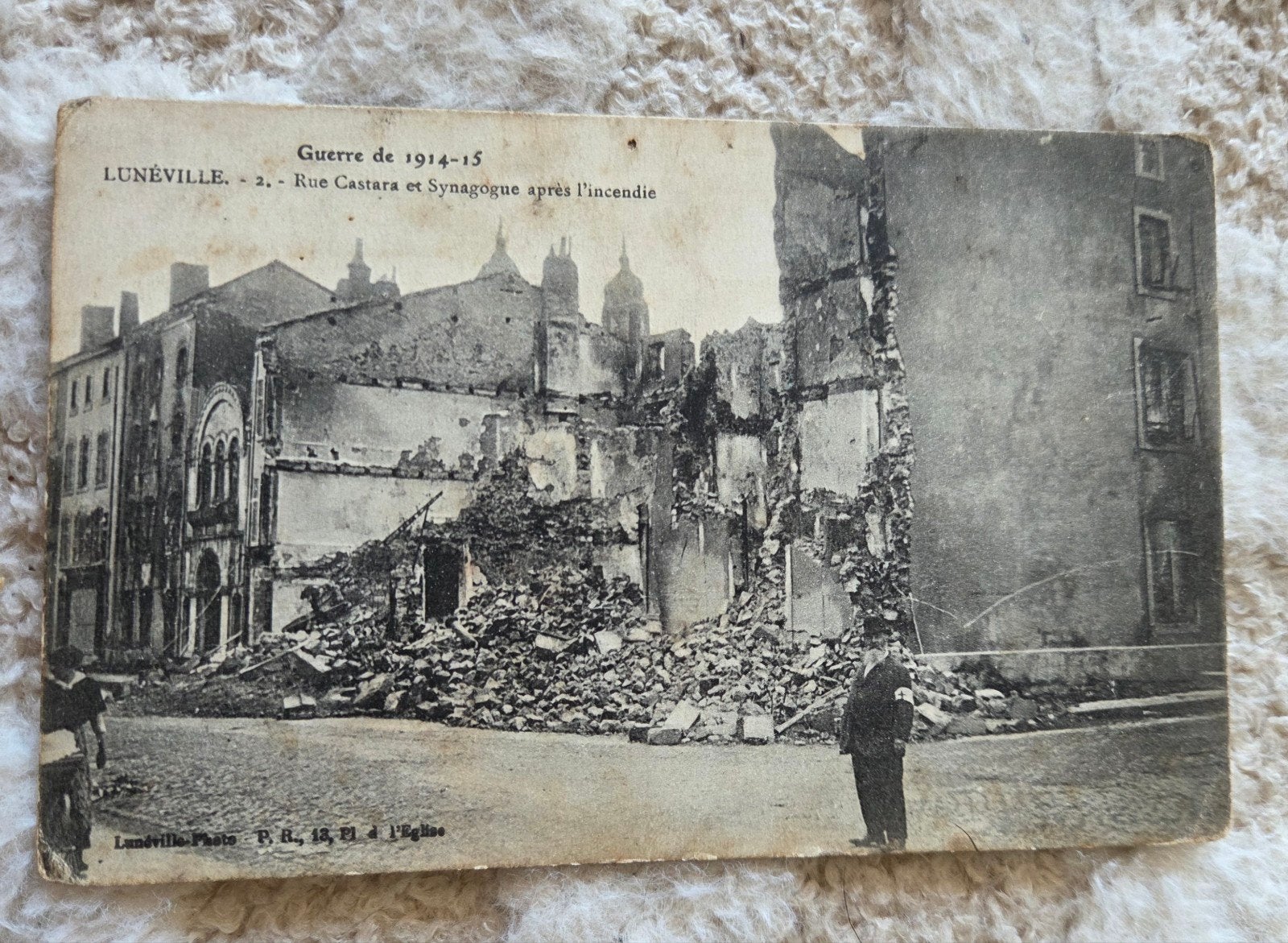 Zeldzame WOI Ansichtkaart Lunéville - Verwoeste Synagoge, Verzamelen, Ansichtkaarten | Buitenland, Gelopen, Frankrijk, Voor 1920