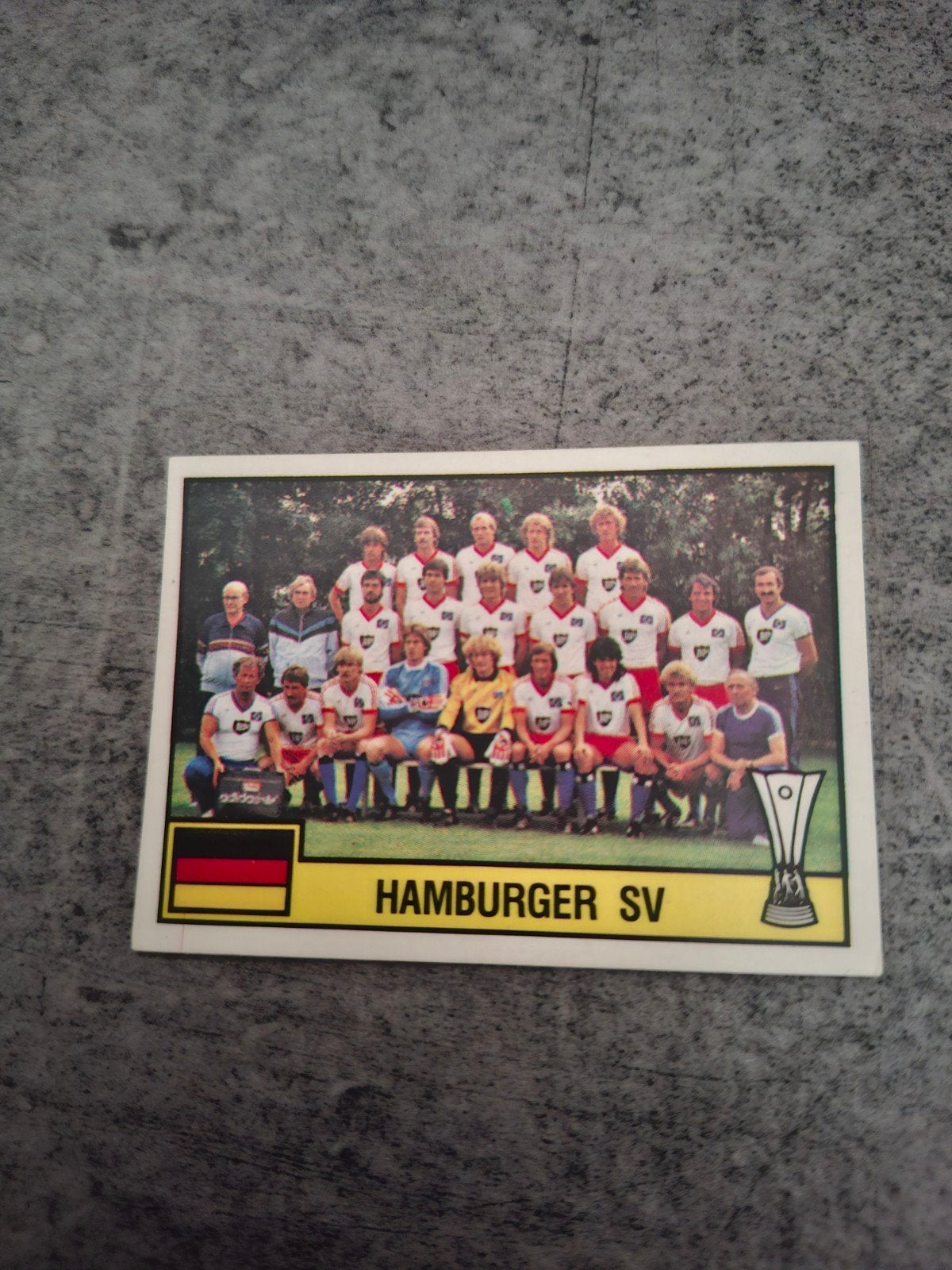 Panini sticker Voetbal 86. Teamfoto Hamburger SV., Ophalen of Verzenden, Zo goed als nieuw, Sticker