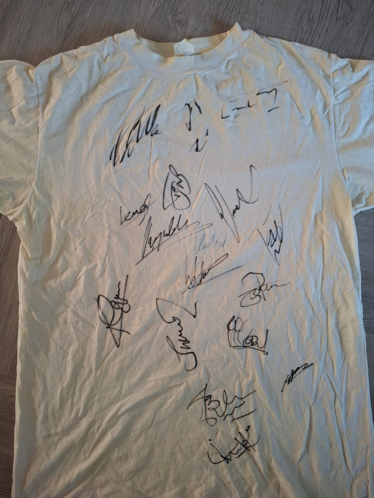 Vintage T-shirt met handtekeningen, Maat 52/54 (L), Onbekend, Wit, Ophalen of Verzenden