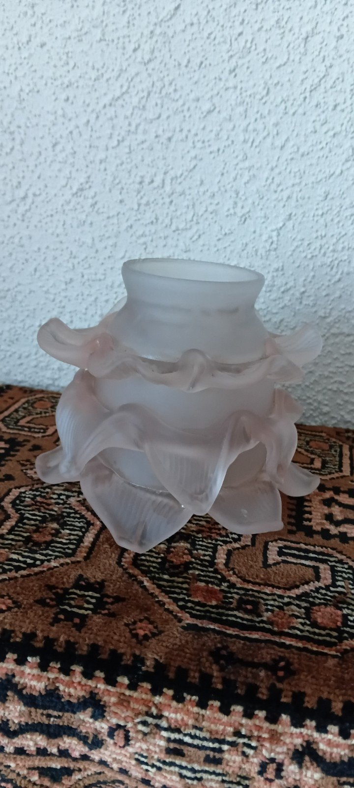Vintage Glazen Lampenkap Soft Rose - Bloemmotief, Ophalen of Verzenden