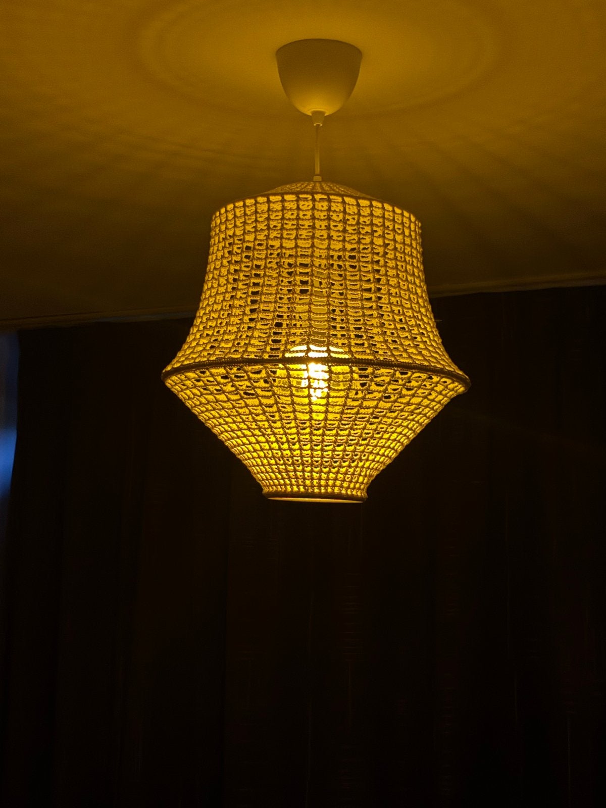 Gehaakte Hanglamp van Touw/Ip – Inclusief Lamp, Ophalen, Zo goed als nieuw, Textiel, E27 (groot)
