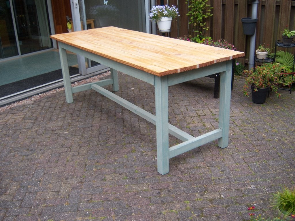 steigerhouten eettafel voor binnen of buiten, Tuin en Terras, Tuintafels, Gebruikt, Rechthoekig, Hout, Ophalen