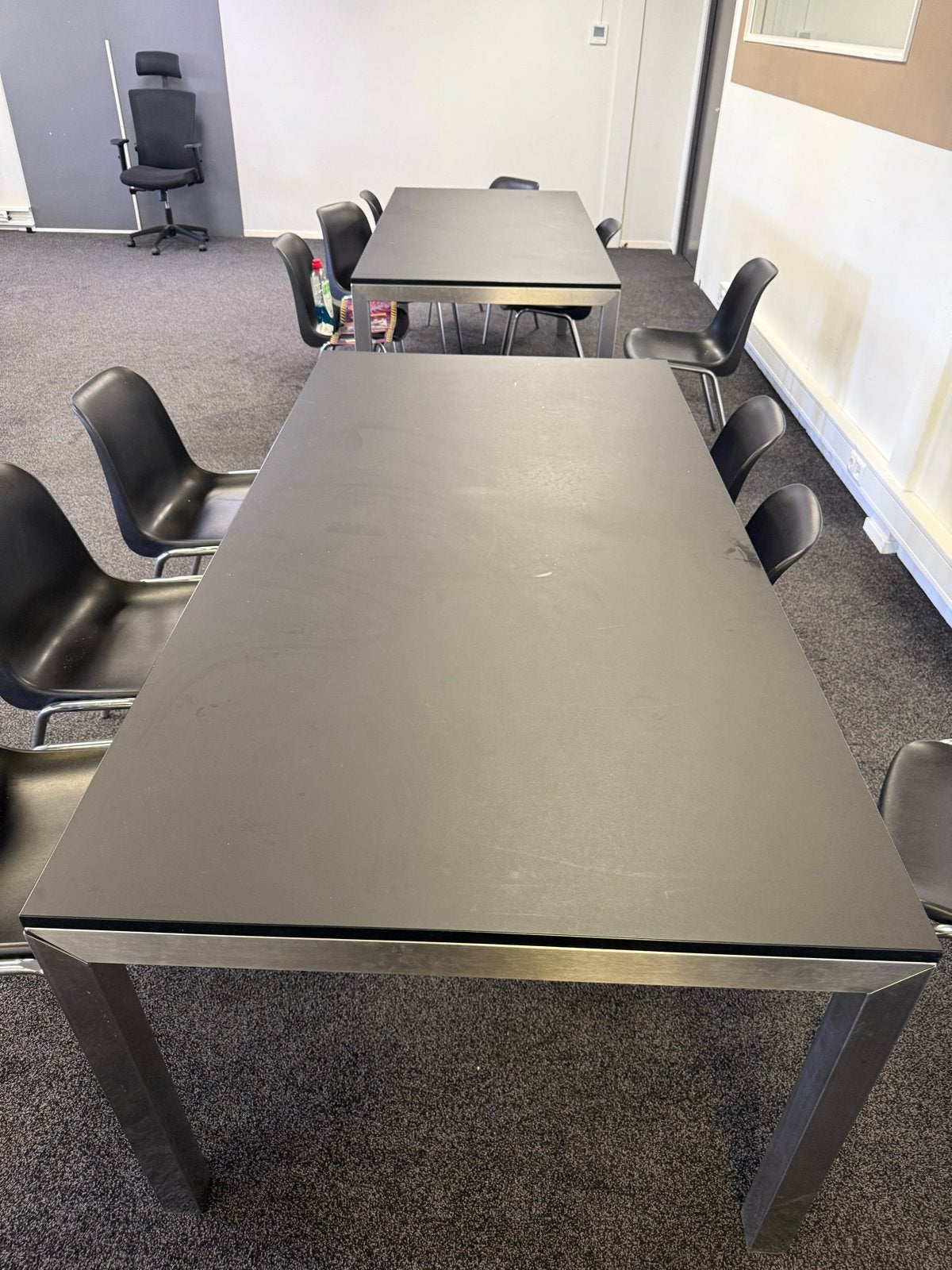 Industriële eettafel 205x100 + 12 stoelen | als nieuw, Huis en Inrichting, Ophalen, Gebruikt, 200 cm of meer, 50 tot 100 cm