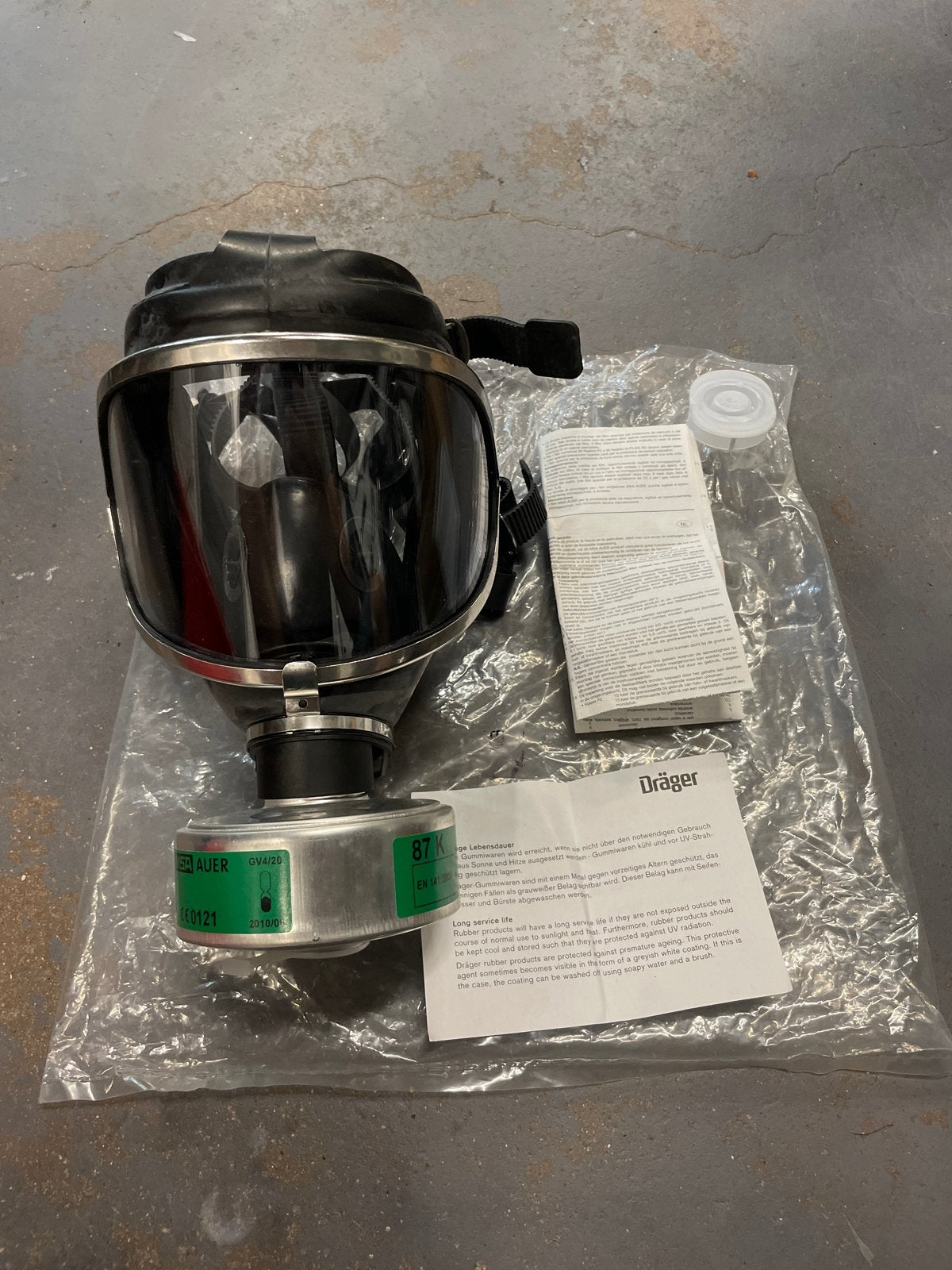 Dräger Panorama Nova Volgelaatsmasker + MSA Auer Gasfilters, Ophalen of Verzenden, Zo goed als nieuw, Volgelaatsmaskers