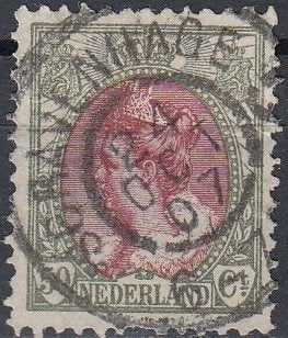 Nederland 1.37.1- 1899- 5 x Wilhelmina Bontkraag- NVPH-74- G, Verzenden, T/m 1940, Gestempeld