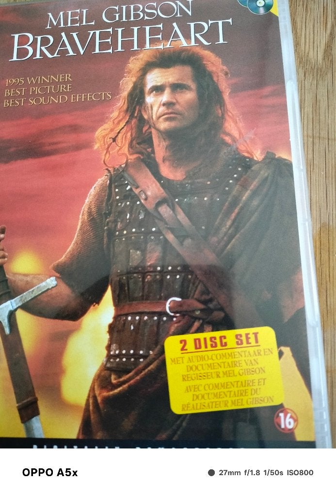 Mel Gibson Braveheart,,1995, Vanaf 16 jaar, Ophalen of Verzenden, Zo goed als nieuw, Inclusief boekje