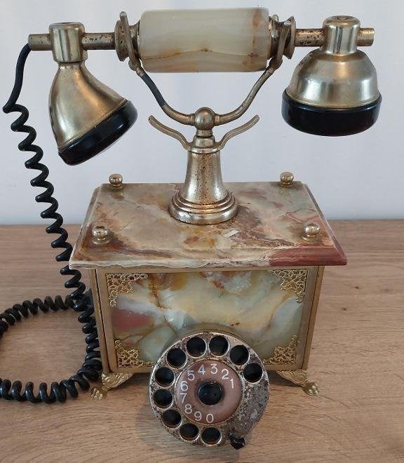 Vintage Hollywood Regency Onyx Telefoon Restauratie / Kunst, Antiek en Kunst, Ophalen of Verzenden