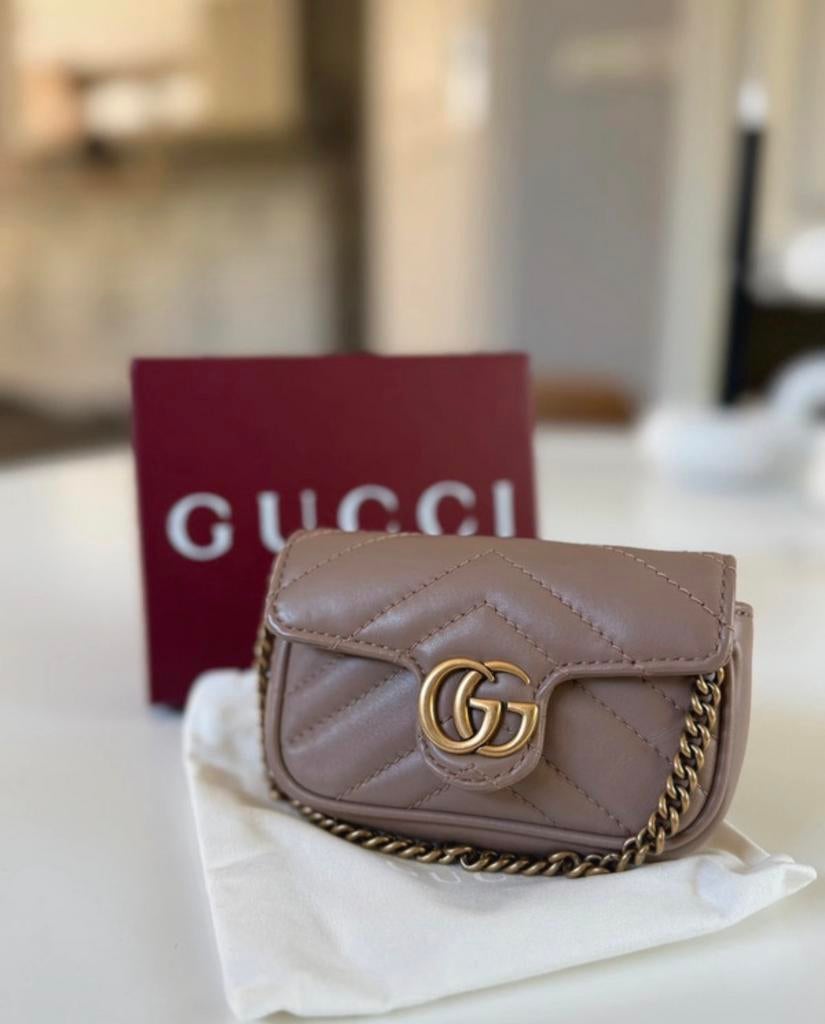 Gucci GG Marmont Matelassé Micro Bag Dusty Pink, Ophalen of Verzenden, Zo goed als nieuw, Roze, Schoudertasje