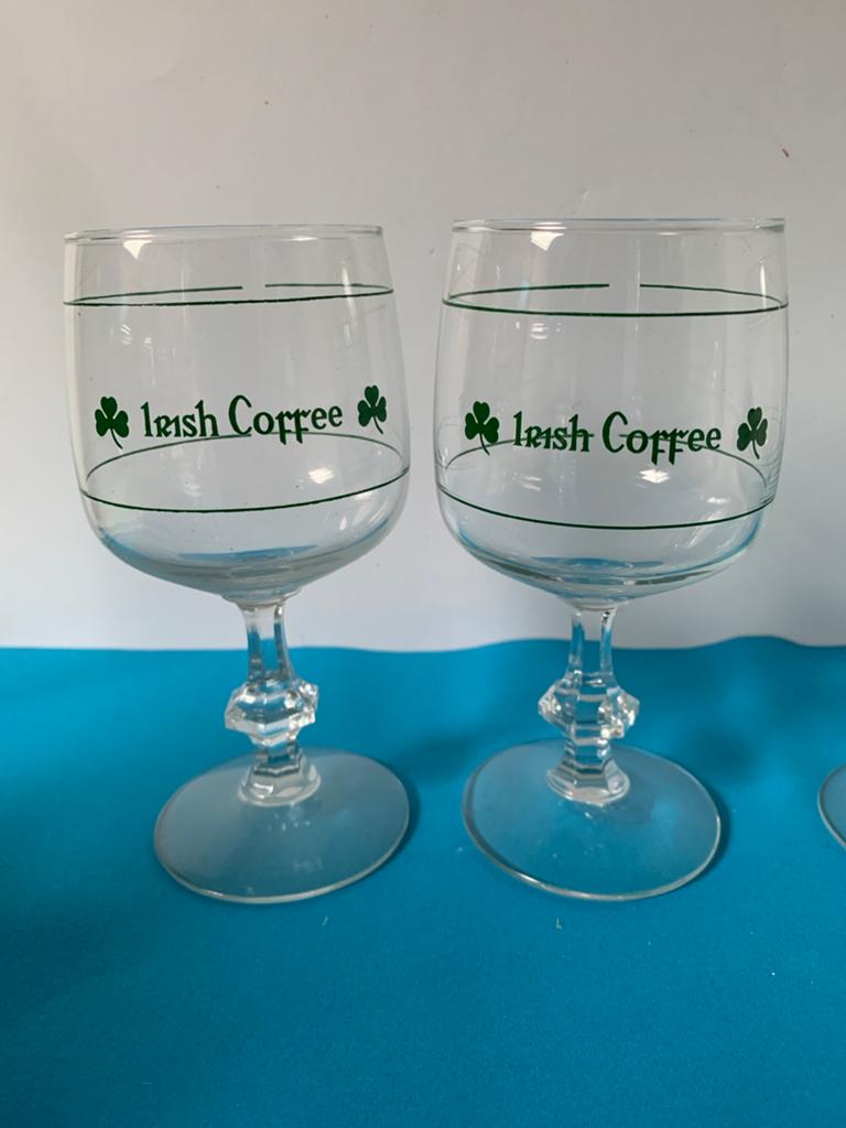 Set van 6 Irish Coffee glazen met klavertje vier 15cm hoog, Ophalen of Verzenden, Zo goed als nieuw, Overige typen