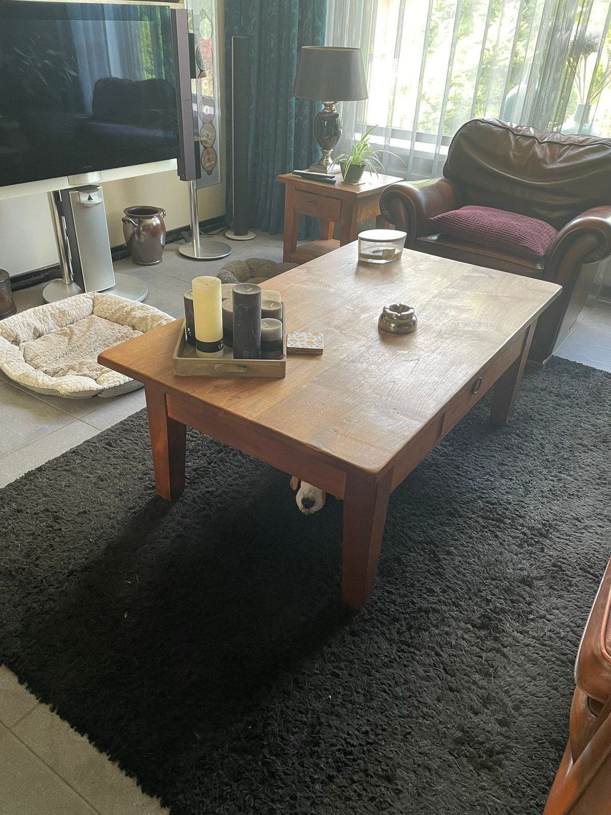Teak houten salontafel, Ophalen, Gebruikt, 100 tot 150 cm, Teakhout