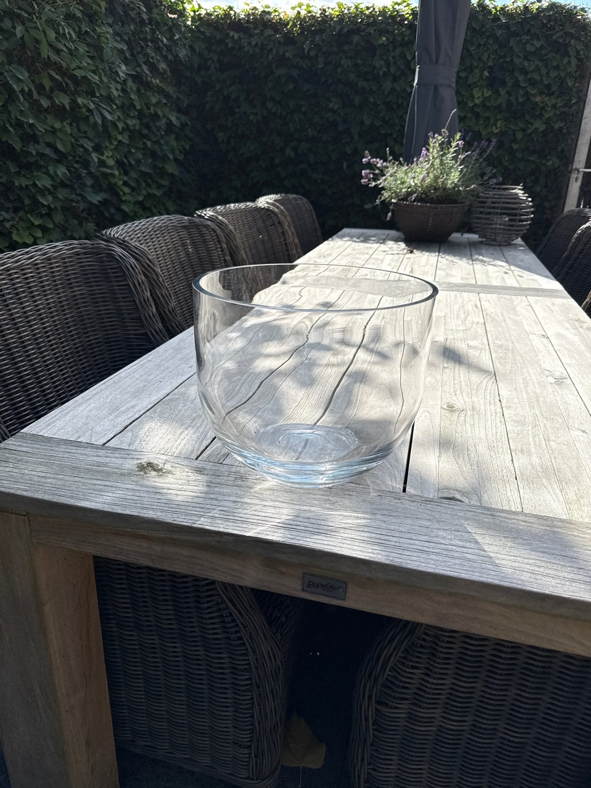 Grote glazen vaas - Rond - 30 cm diameter, Huis en Inrichting, Gebruikt, Schaal, Rond, Ophalen of Verzenden